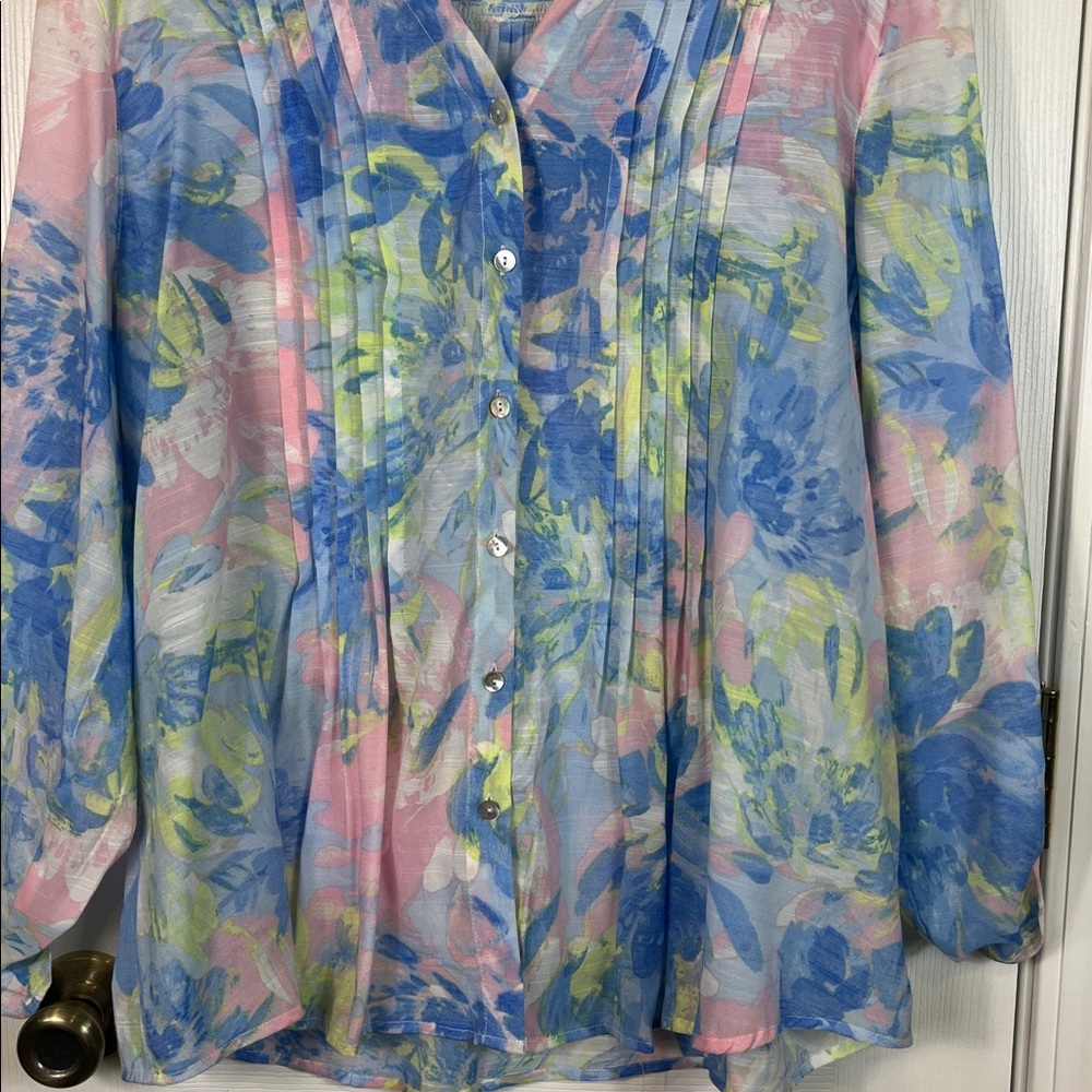 Ruby Rd. Multi Pastel Colors Button Down Blouse X… - image 3